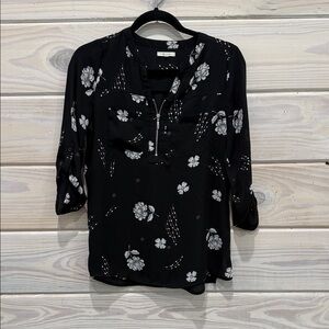 Maurices Black and White Floral Blouse
